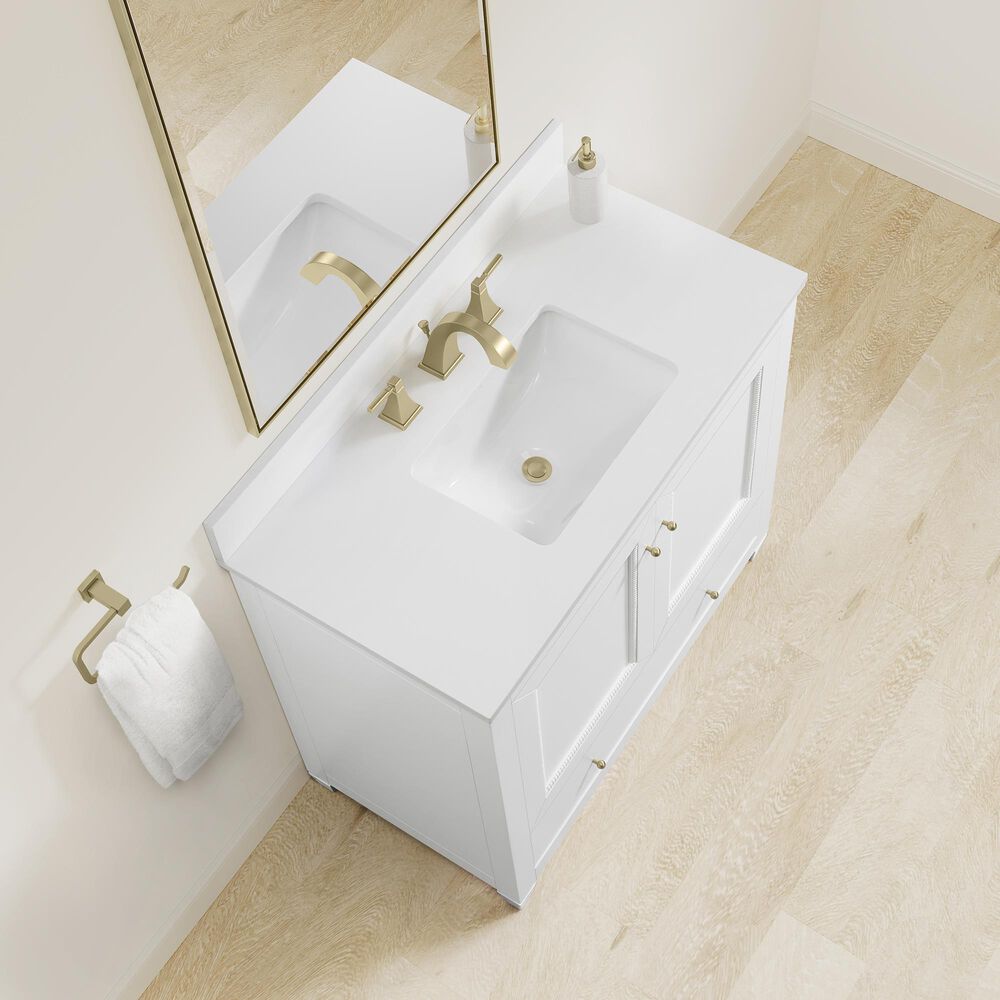 37B Claudine 36" Single Bathroom Vanity in Bright White with Glossy White Composite Stone Top and Backsplash, , large
