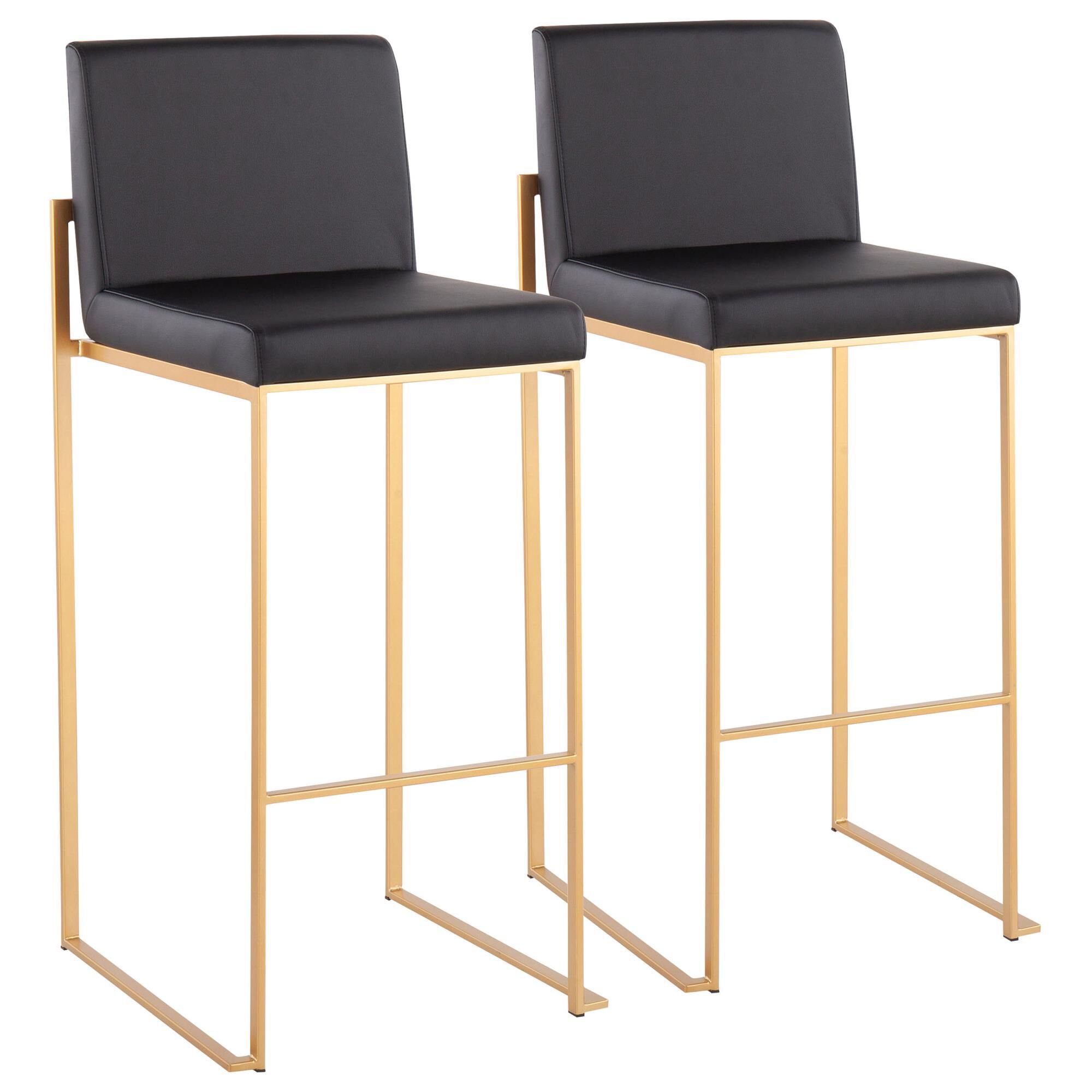 Lumisource Fuji Contemporary Barstool in Black and Gold Set of 2