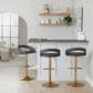 LumiSource Grotto Adjustable Bar Stool with Grey Faux Leather Upholstery in Gold (Set of 2), , large