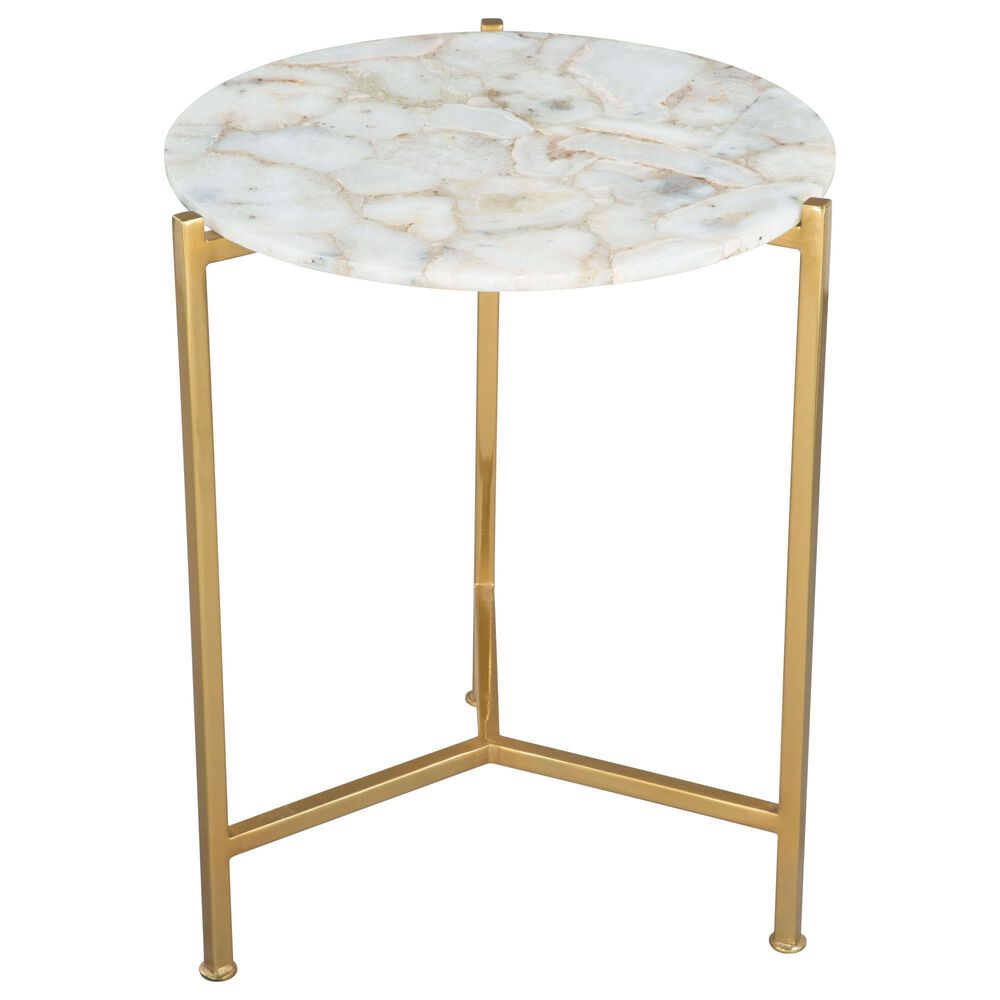 Zuo Modern Haru Side Table in Gold and White Stone, , large