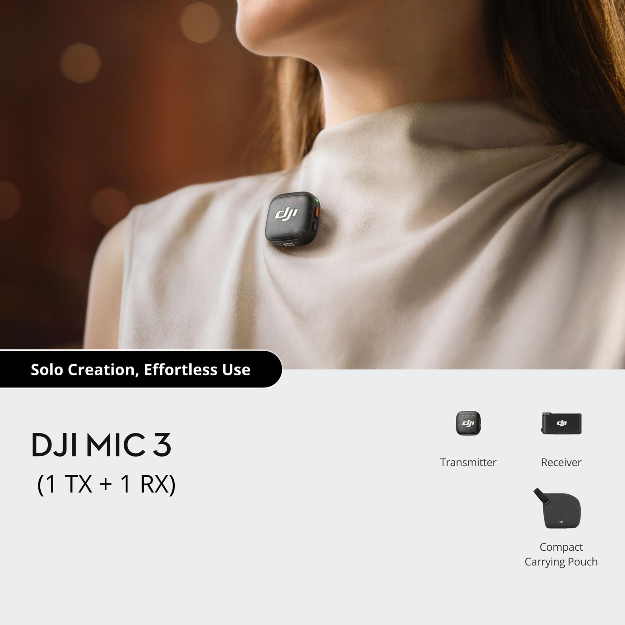 DJI MIC 3 Advanced Mini Wireless Microphone (1 TX + 1 RX) in Black