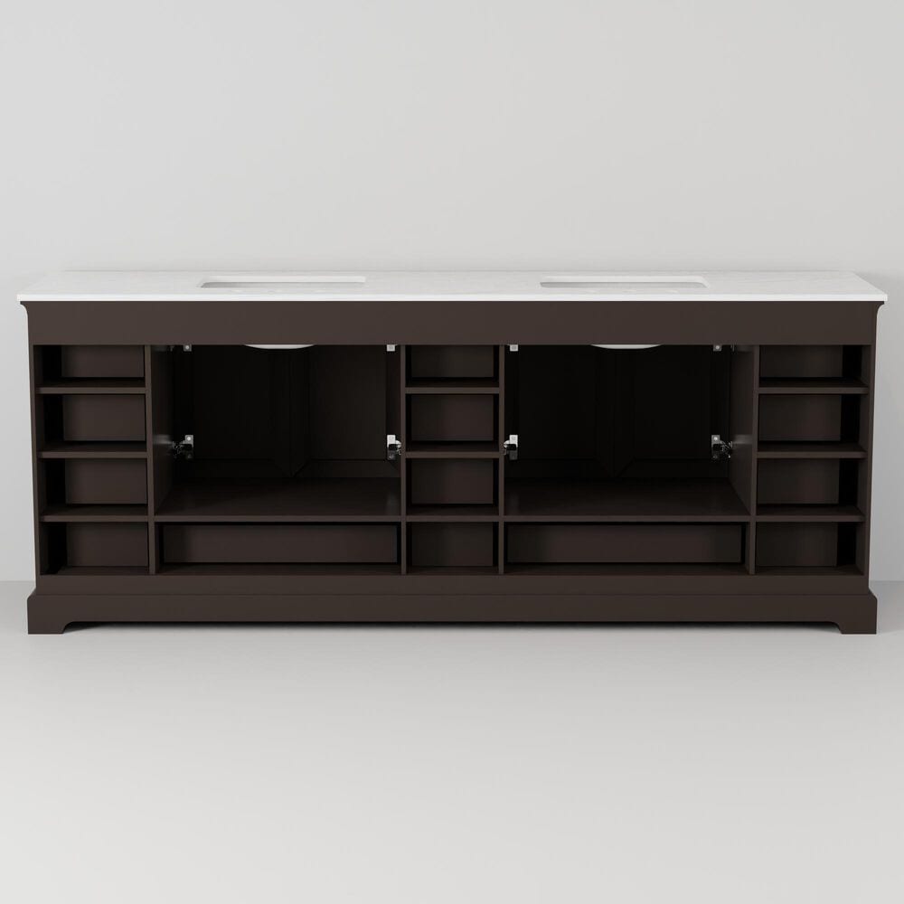 Lexora Home Dukes 84&quot; Double Bathroom Vanity in Espresso with 2 cm White Quartz Top and Rectangular Sinks, , large