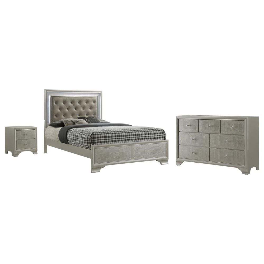 Crown Mark Lyssa 3-Piece Queen Panel Bedroom Set in Champagne, , large