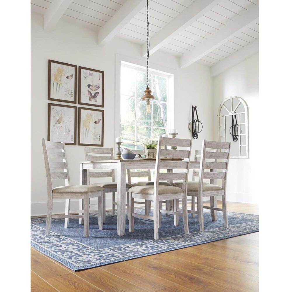 Signature Design by Ashley Skempton 7-Piece Dining Set in White and Light Brown, , large