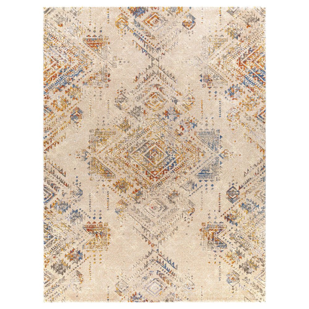 Surya Tuscany 7"10" x 10"3" Blue, Orange and Cream Area Rug, , large