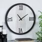 Maple and Jade Line Art Decorative Wall Clock in Oiled White and Black, , large