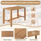 HOMLUX 5-Piece Patio Bar Set with 52" Rectangular Light Teak Table in Beige, , large
