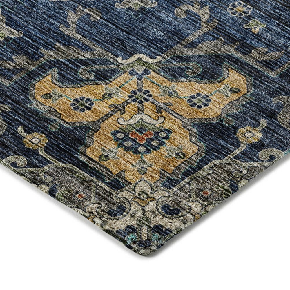 Dalyn Rug Company Silk Road Navy, Beige, Ivory, Gold, Copper and Gray 2&#39;3&quot; x 7&#39;6&quot; Runner, , large