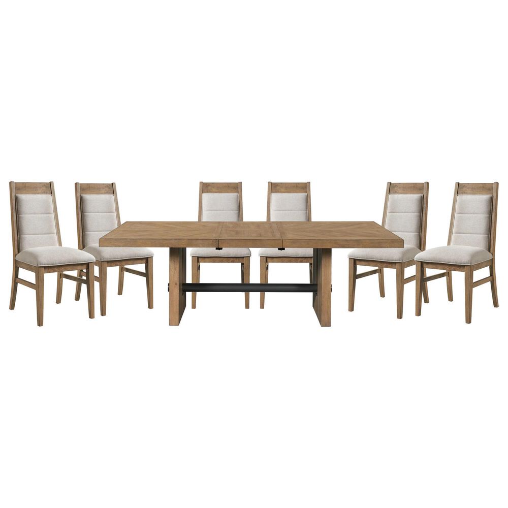 Hawthorne Furniture Landmark 42 X 76-96" Trestle Table and 6 Chairs in Weathered Oak, , large