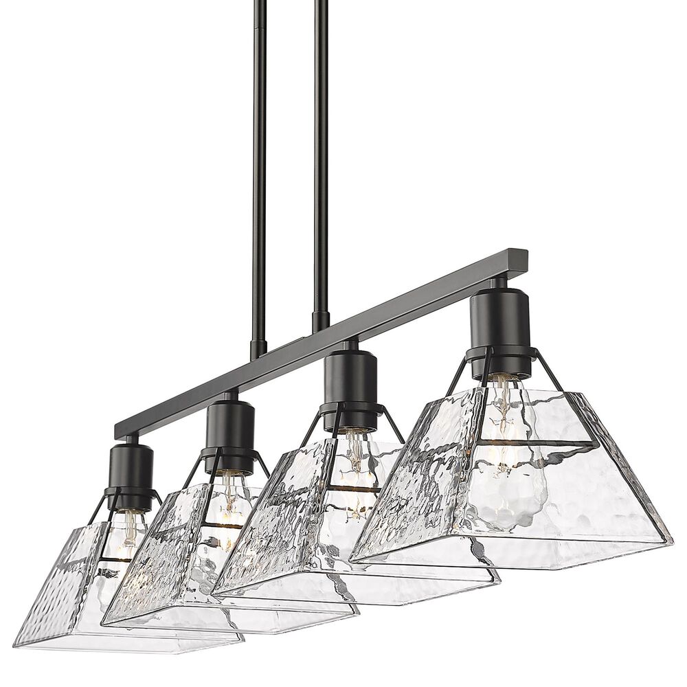 Golden Lighting Kepler 4-Light Pendant with Water Glass Shade in Matte Black, , large