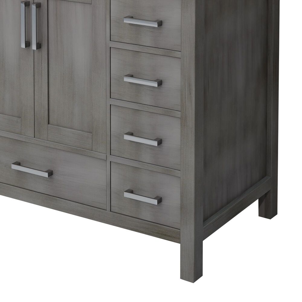Lexora Home Jacques 36" Left Offset Single Bathroom Vanity in Distressed Grey with 2 cm White Quartz Top and Rectangular Sink, , large