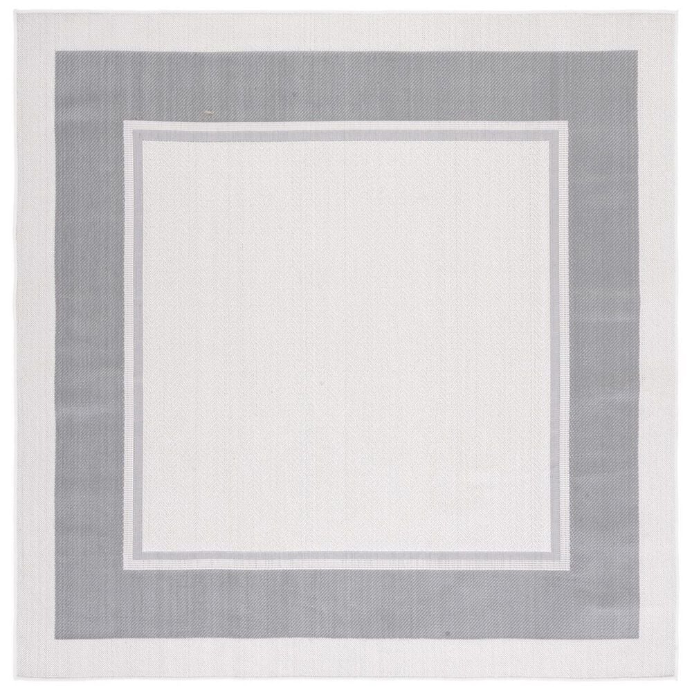 Safavieh Martha Stewart Cyprus Chevron 6"7" Square Ivory and Grey Area Rug, , large