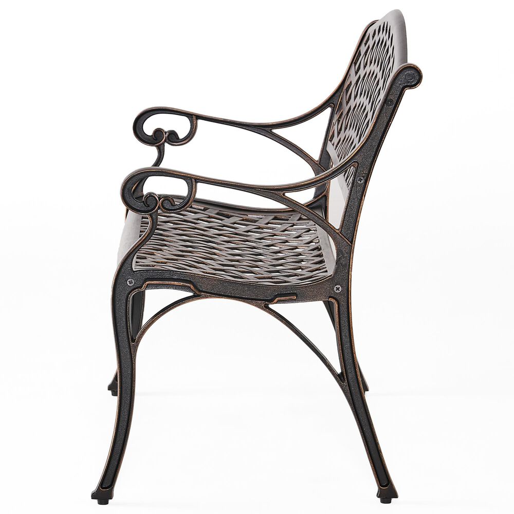 Hearth and Haven Spencer Patio Cast Bench in Copper, , large