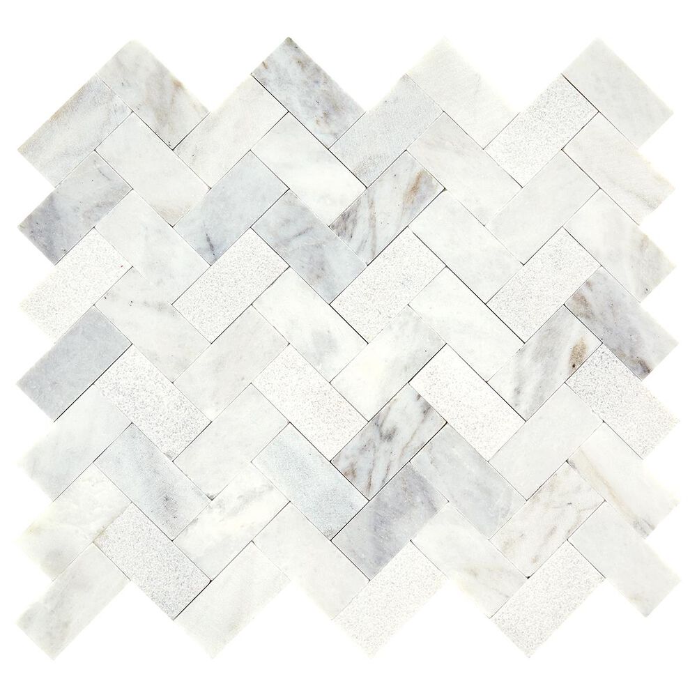 Dal-Tile Minute Mosaix Daphne White 12"x12" Herringbone Mosaic Sheet, , large