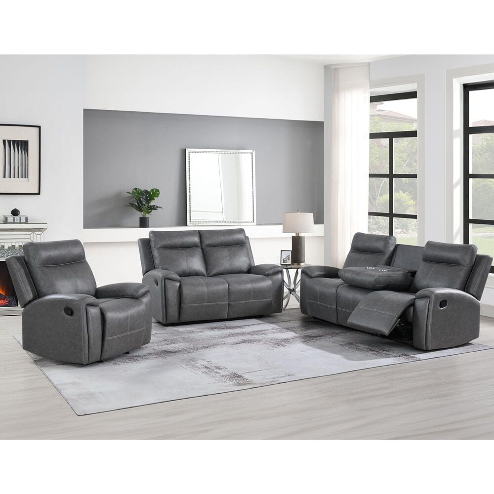 Steve Silver Gaston Manual Reclining Loveseat in Graphite Gray, , large