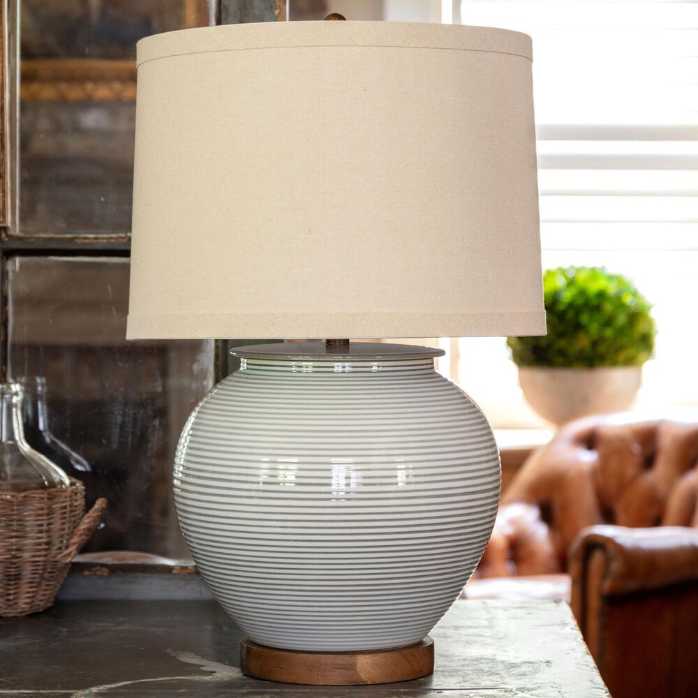 Porch View River Ginger Jar Table Lamp in White, , large