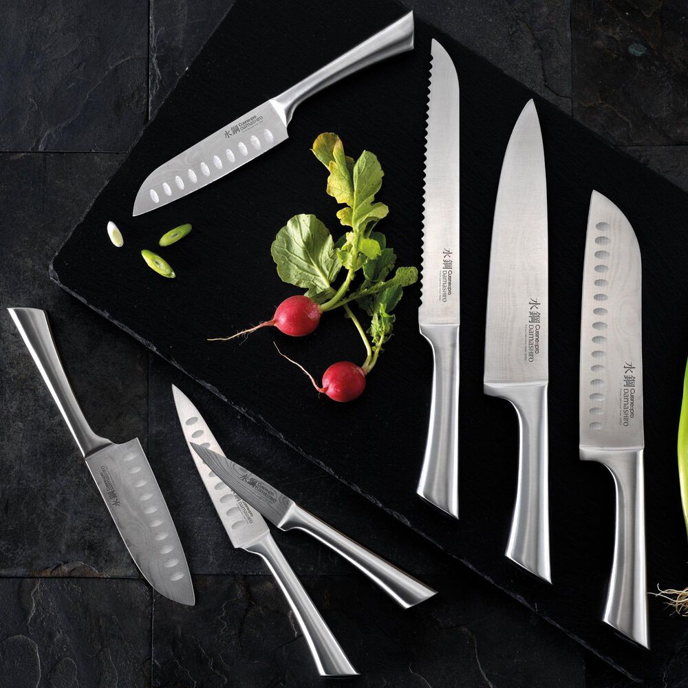 Power A Damashiro 7-Piece Kin Knife Block Set in Stainless Steel, , large