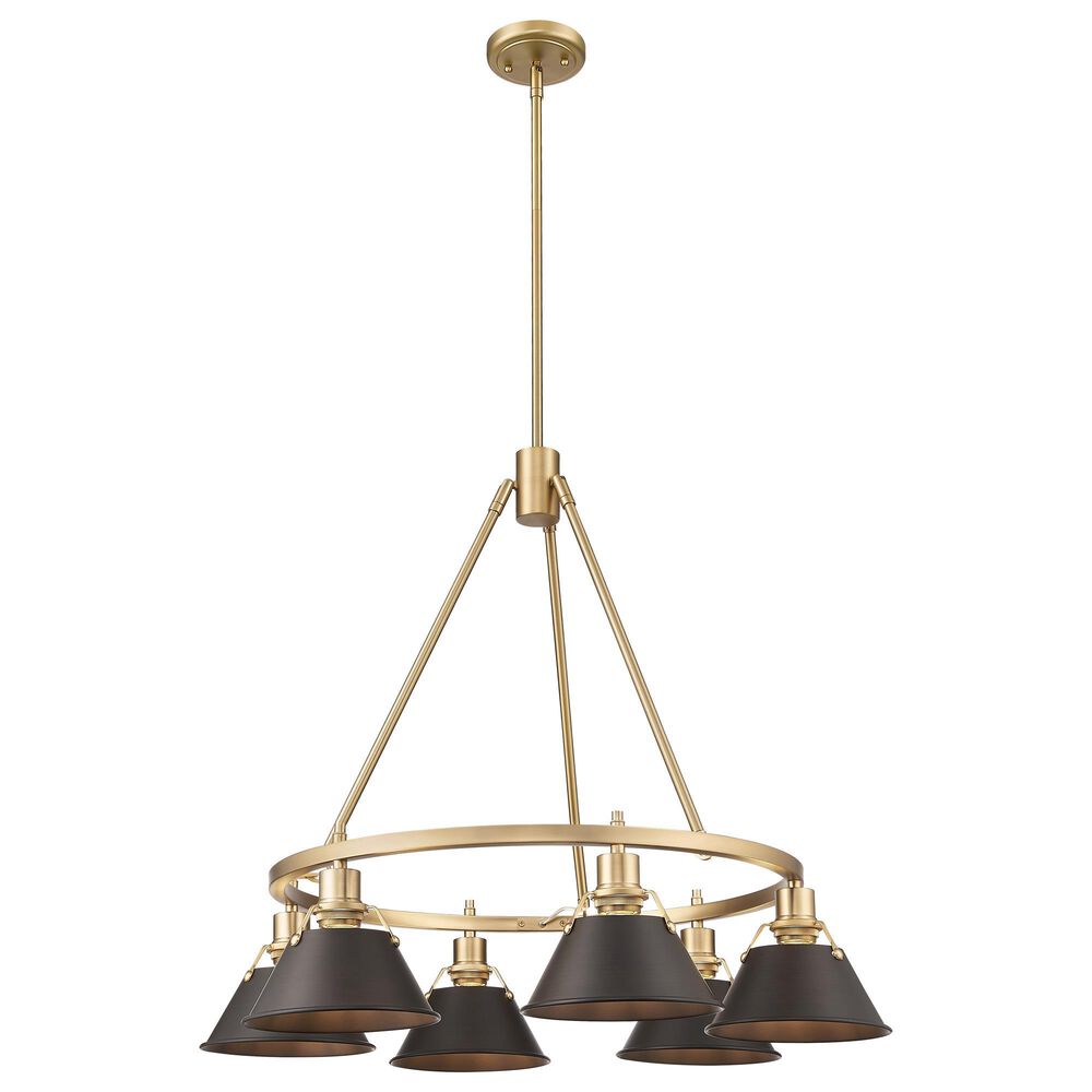 Golden Lighting Orwell 6-Light Chandelier with Rubbed Bronze Shade in Brushed Champagne Bronze, , large
