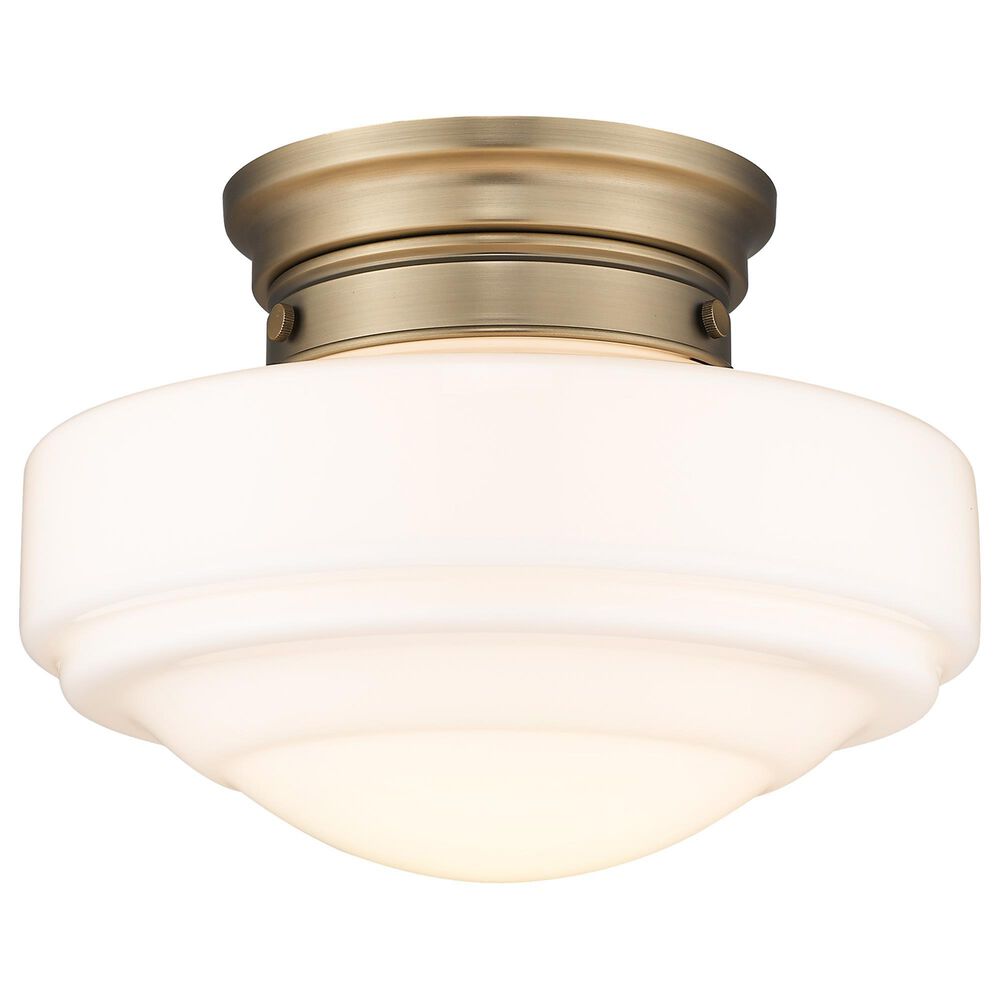 Golden Lighting Ingalls Semi-Flush with Vintage Milk Glass in Modern Brass, , large