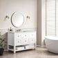 James Martin Breckenridge 48" Single Bathroom Vanity in Bright White with 3 cm Carrara White Marble Top and Rectangular Sink, , large