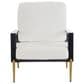 Hearth and Haven Velvet Lounge Arm Chair with Gold Metal Legs in White, , large