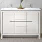 Lexora Home Lafarre 48" Double Bathroom Vanity in White with 2 cm White Quartz Top and Rectangular Sinks, , large