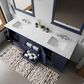 Lexora Home Dukes 80" Double Bathroom Vanity in Navy Blue with 2 cm White Carrara Marble Top and Rectangular Sinks, , large