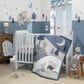 Lambs and Ivy Pooh Bear Fitted Crib Sheet in White and Blue, , large