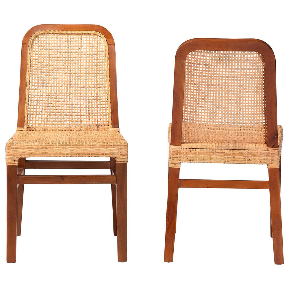 Baxton Studio Caspia Side Chair in Walnut Brown and Natural (Set of 2), , large