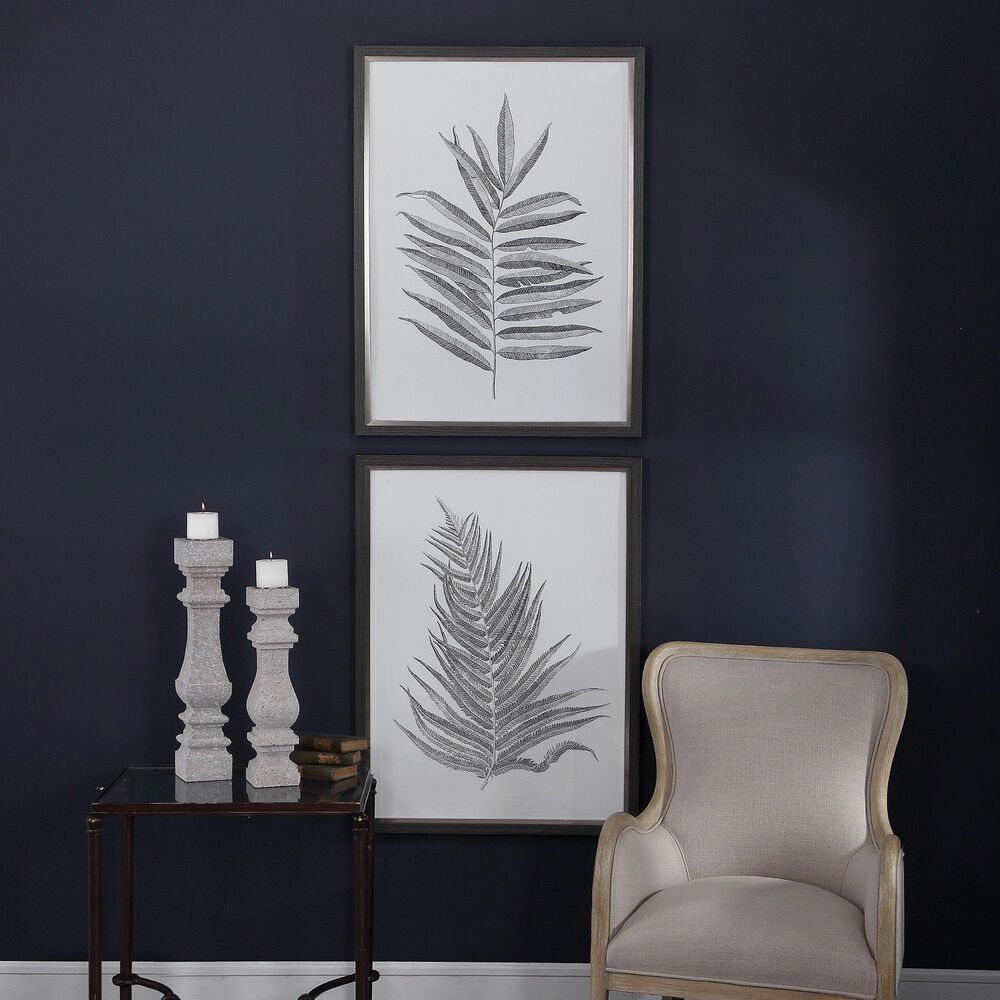 Uttermost Silver Ferns Framed Prints (Set of 2), , large
