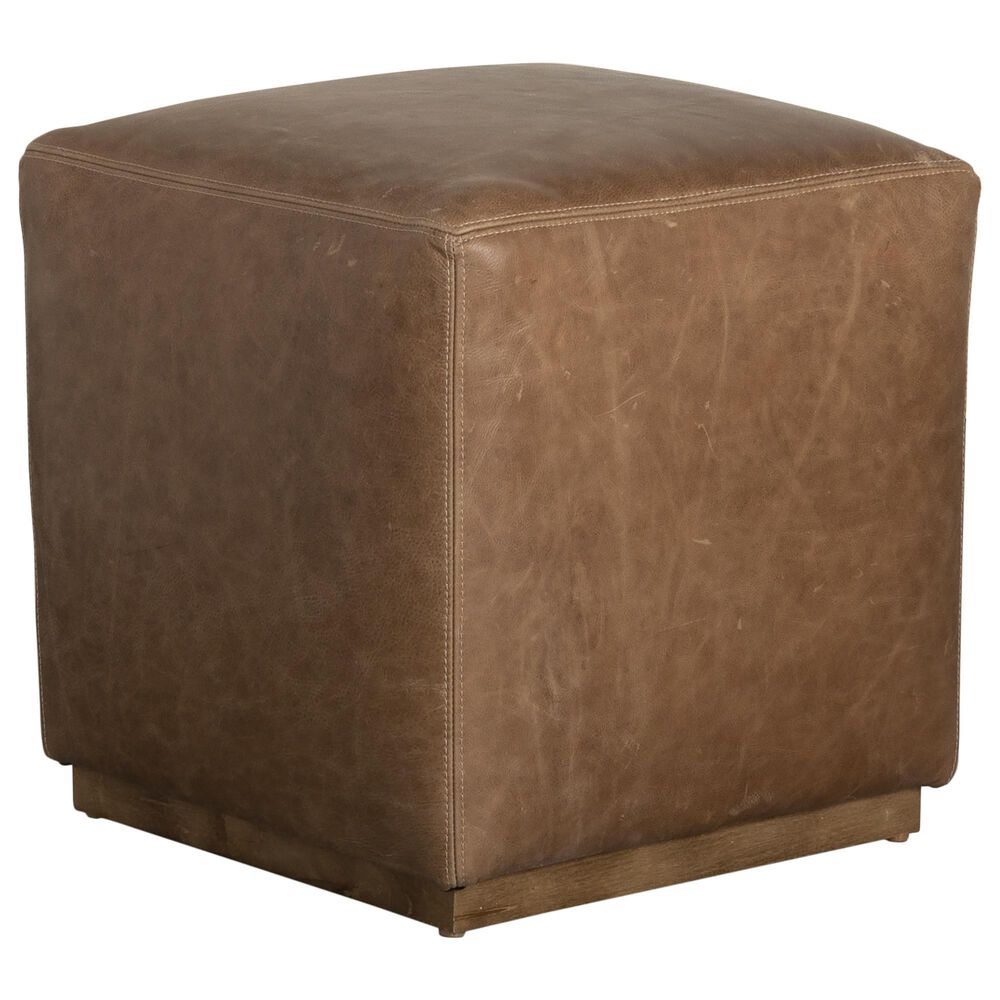 Rowe Furniture Dena Leather Ottoman in Brown, , large