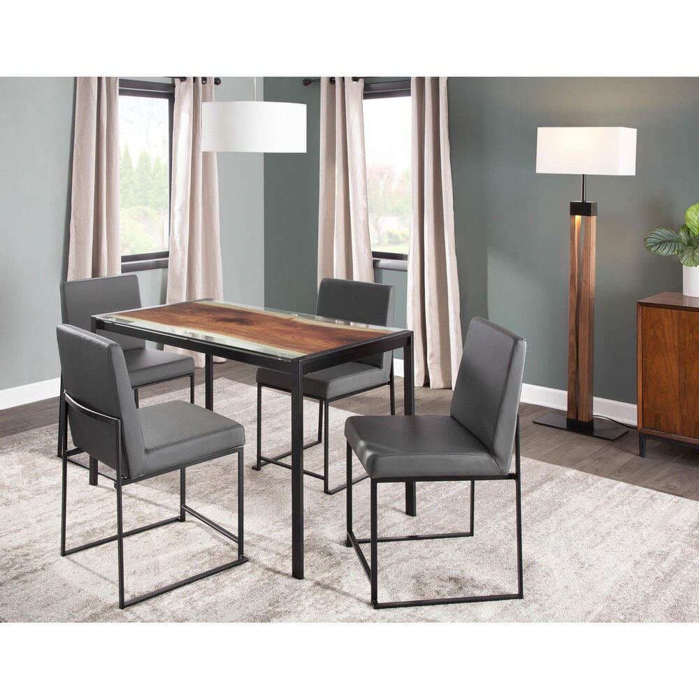 LumiSource Fuji Side Chair with Grey Cushion in Black (Set of 2), , large