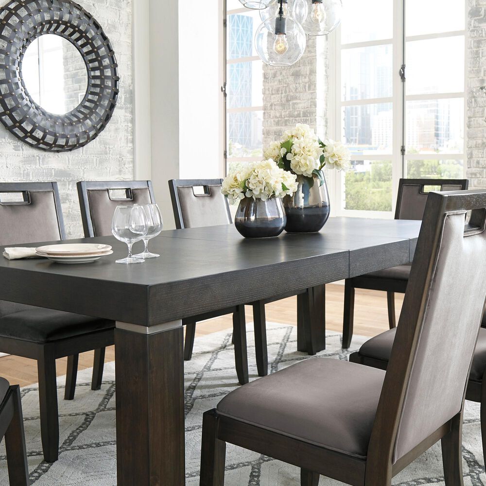 Ashley Hyndell Rectangular Dining Table in Dark Espresso Brown - Table Only, , large