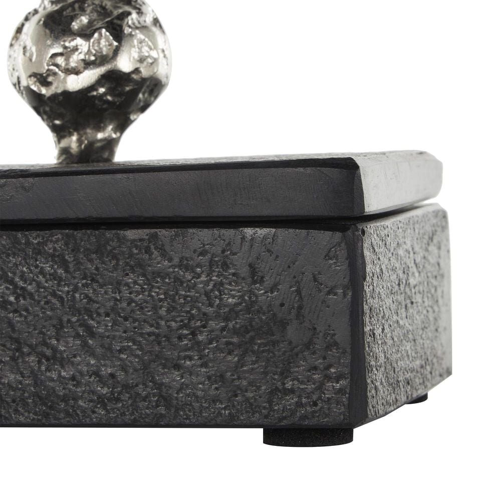Maple and Jade 3-Piece Decorative Box Set with Knob in Black and Silver, , large