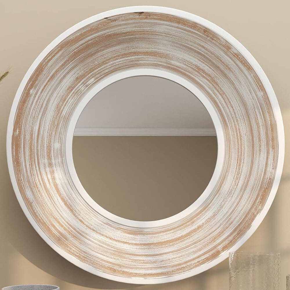 Maple and Jade Modern Wall Mirror in Cream and White, , large
