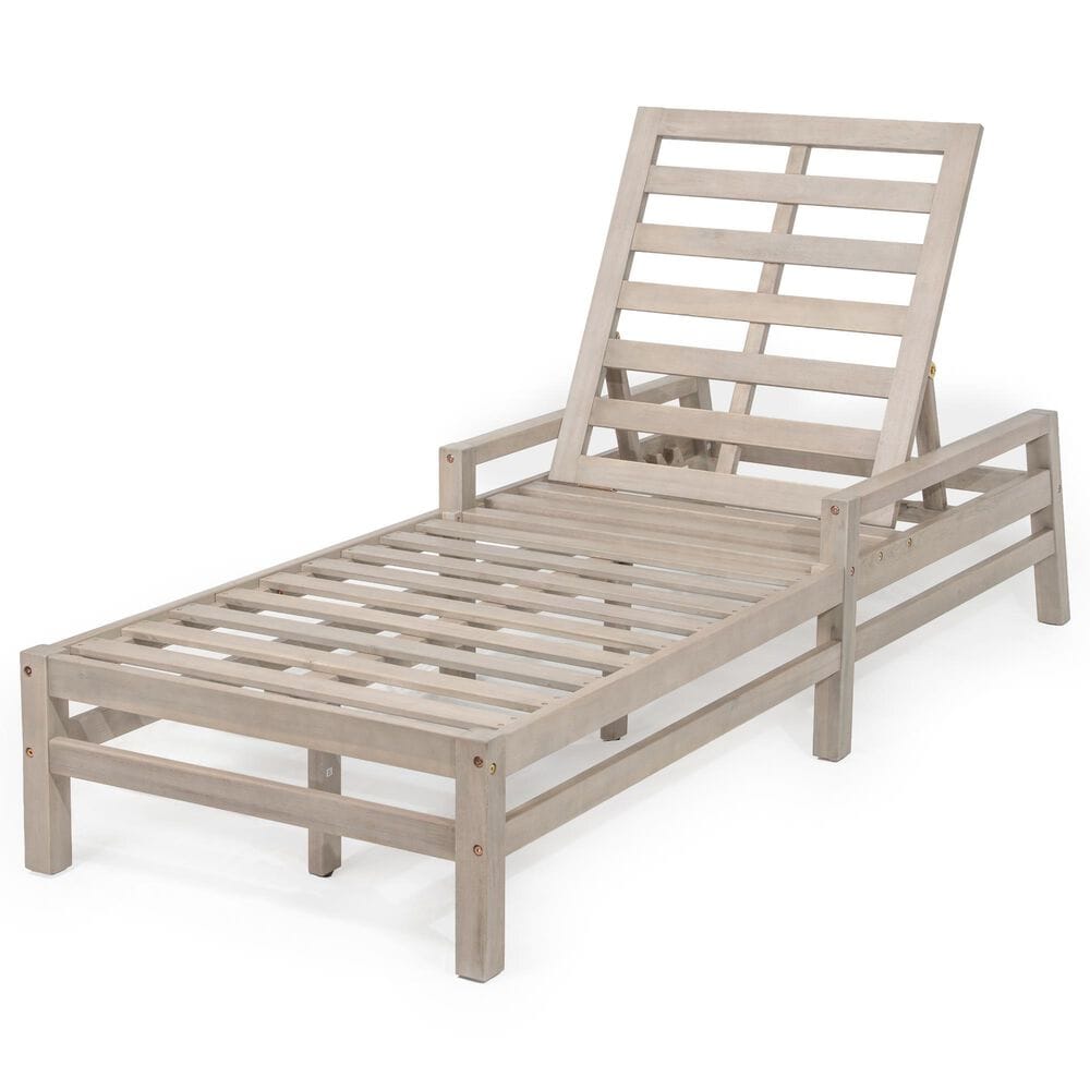 HOMLUX Patio Chaise Lounge with Square Backrest in Gray, , large