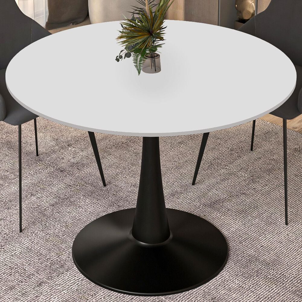 Leisuremod Bristol 40&quot; Round Dining Table with MDF Top in Black and White - Table Only, , large