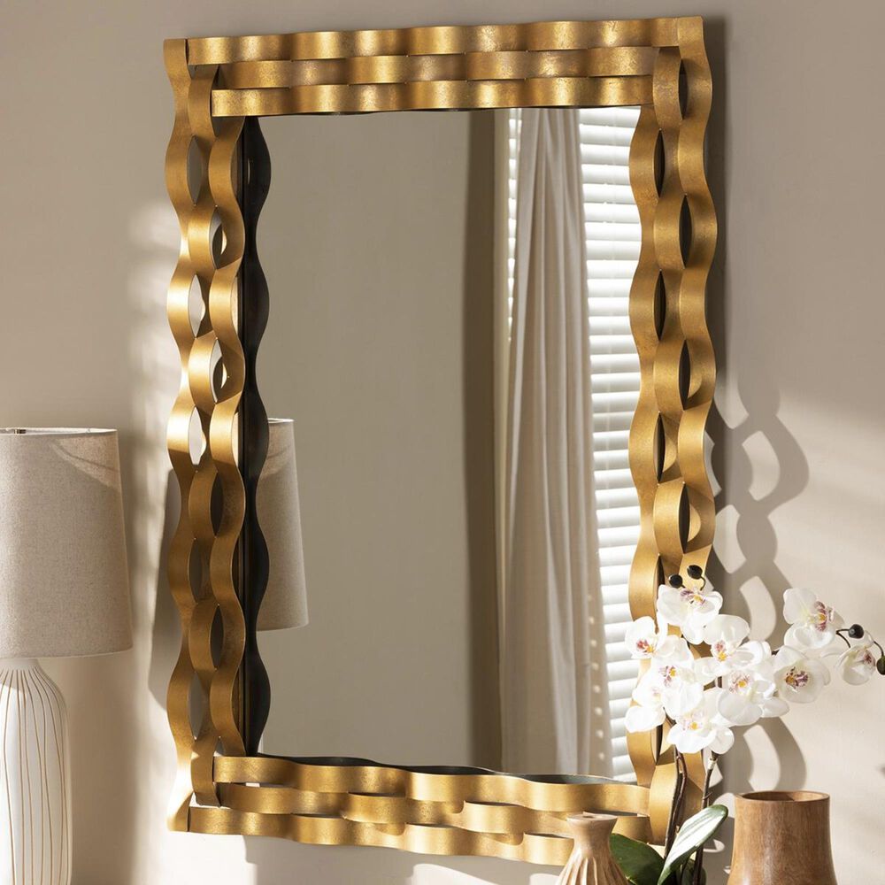 Baxton Studio Arpina Accent Wall Mirror in Antique Gold, , large
