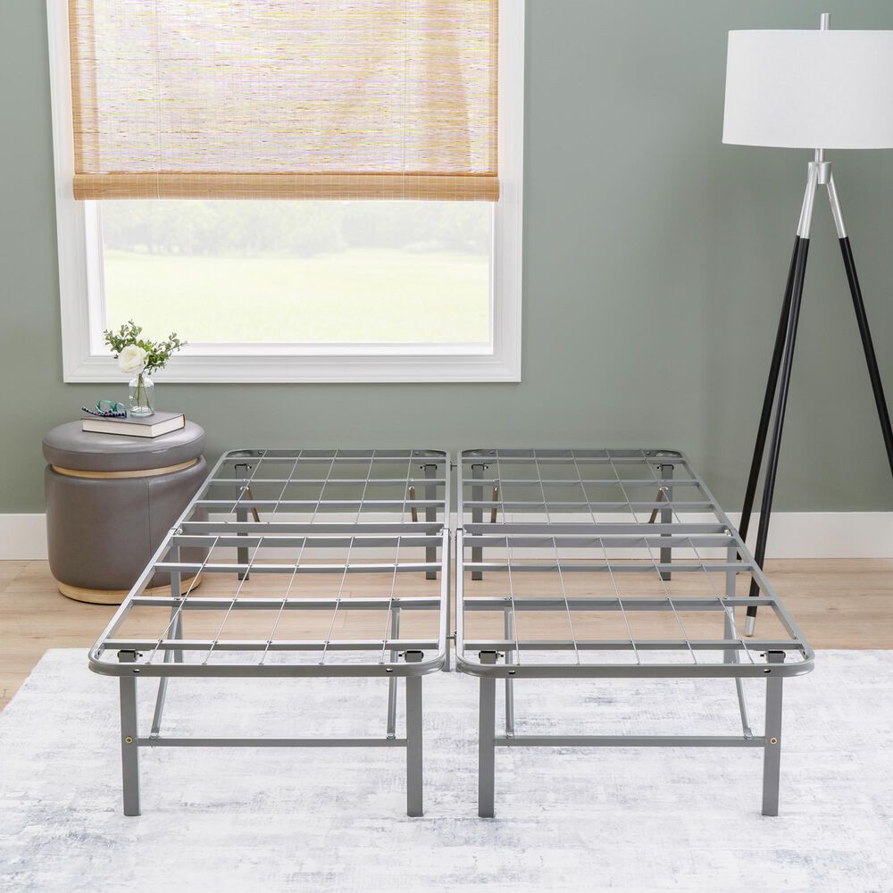 Linon Home Decor Franson Full Folding Platform Bed Frame in Dark Pewter, , large