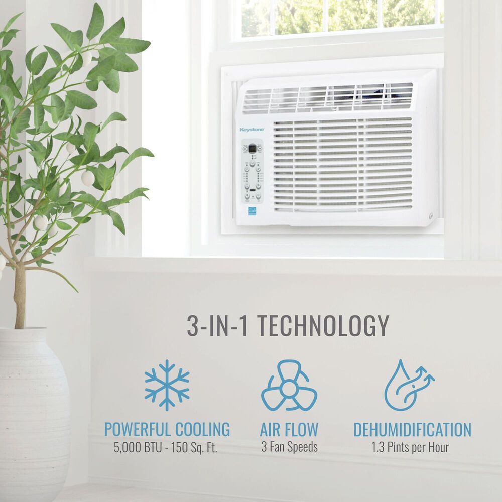 Keystone 5000 BTU Window Mounted Air Conditioner in White, , large