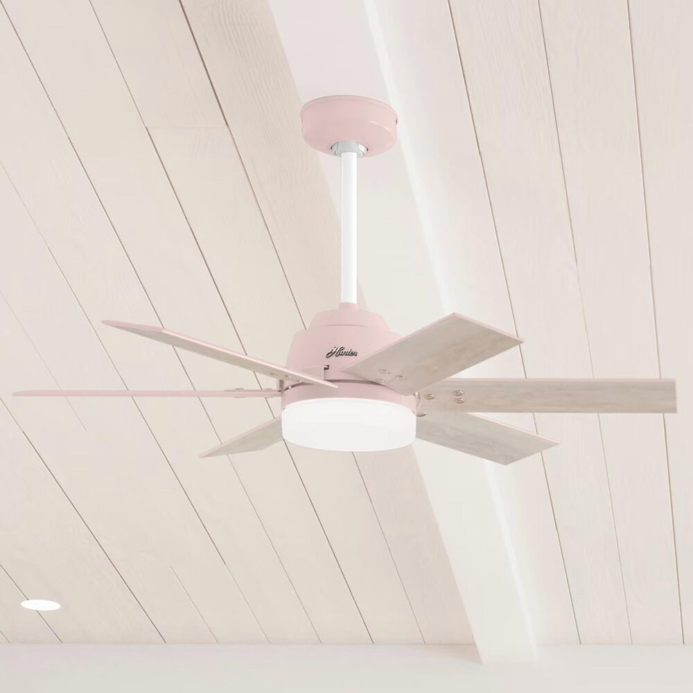 Hunter Pacer 44&quot; Ceiling Fan with LED Lights in Blush Pink, , large