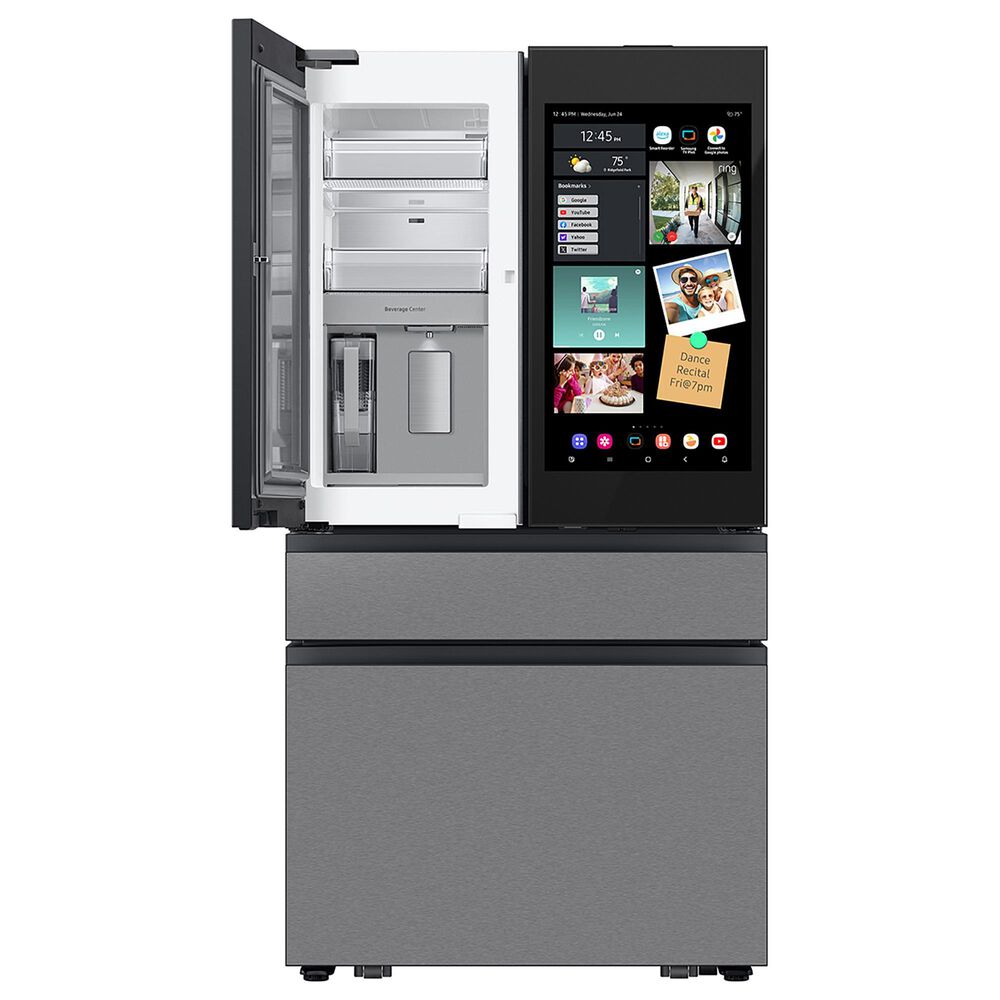 Samsung 22.5 Cu. Ft. Bespoke Counter Depth 4-Door French Door Refrigerator with AI Family Hub+ AI Vision Inside in Charcoal Glass and Stainless Steel, , large