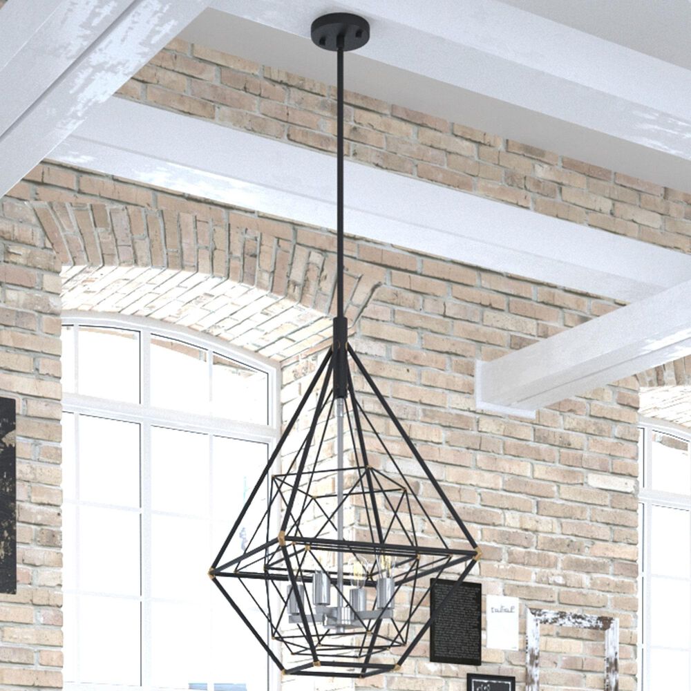 Vaxcel Bartlett 4-Light Pendant in Oil Rubbed Bronze and Satin Nickel, , large