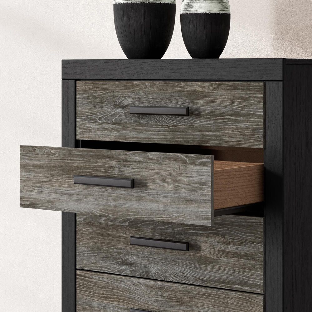 Ashley Broachmyn 5 Drawer Chest in Warm Gray and Matte Black, , large