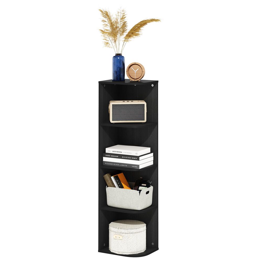 HOMLUX 4-Tier Corner Open Shelf Bookcase in Blackwood, , large
