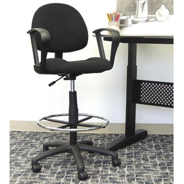 Regal Co. Boss Drafting Stool with Footring & Loop Arms in Black, , large