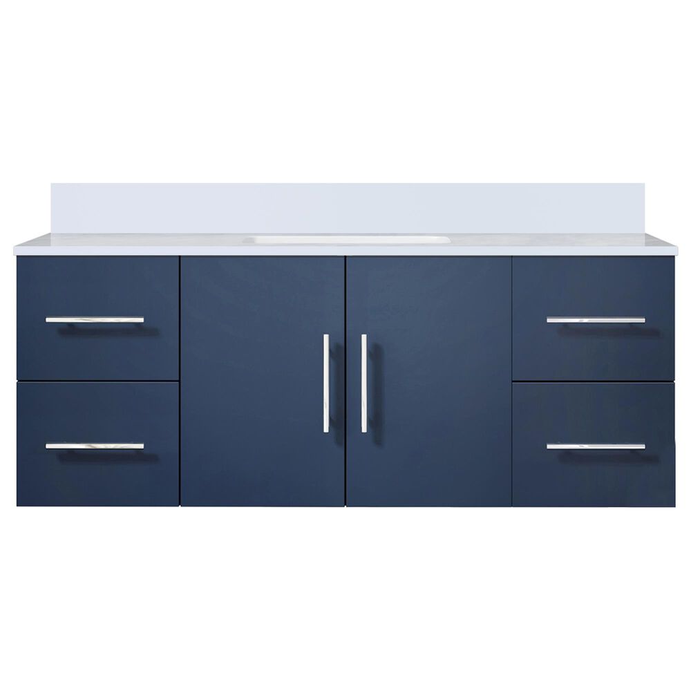Lexora Home Geneva 48&quot; Single Bathroom Vanity in Navy Blue with 2 cm White Cultured Marble Top and Rectangular Sink, , large