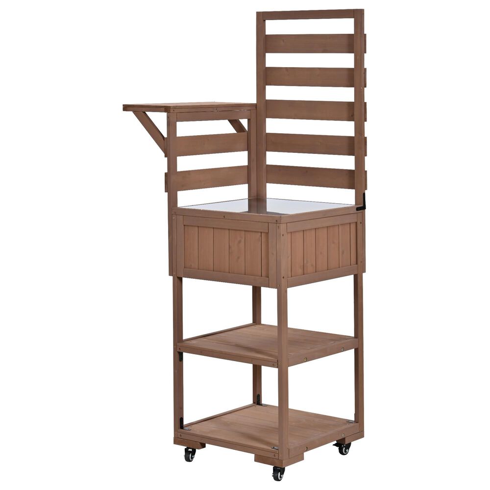 HOMLUX 62.3'' Outdoor Kitchen Island in Brown, , large
