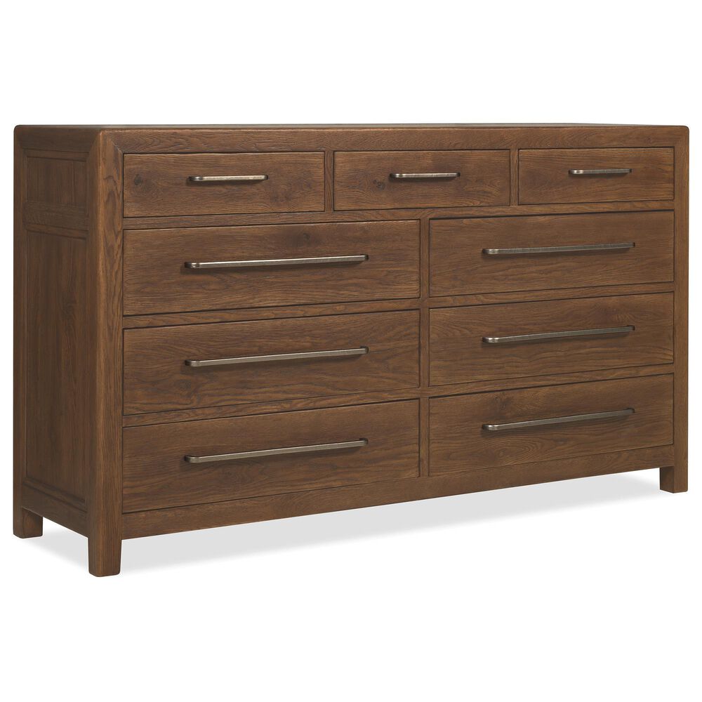 Hooker Furniture Driftwood 4-Piece King Panel Bedroom Set in Worn Saddle, , large