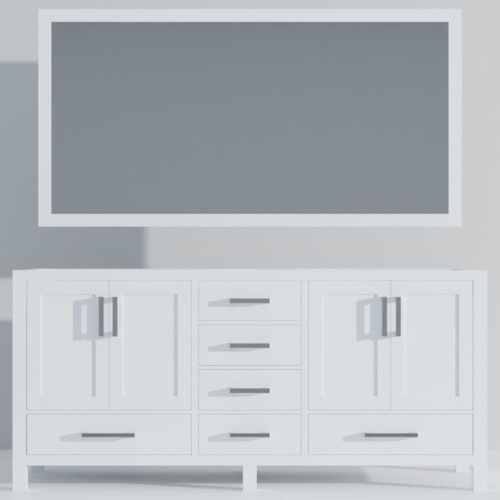 Lexora Home Jacques 72&quot; Double Bathroom Vanity Cabinet Only in White and 70&quot; Mirror, , large